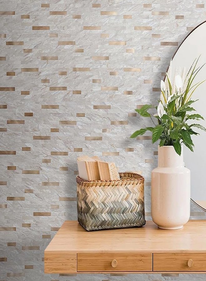 DICOFUN 10 Sheets Marble Look Peel and Stick Backsplash Wall Tile, PVC Kitchen Backsplash Peel and Stick in Light Brown, 9.4 sq.ft - Image 4