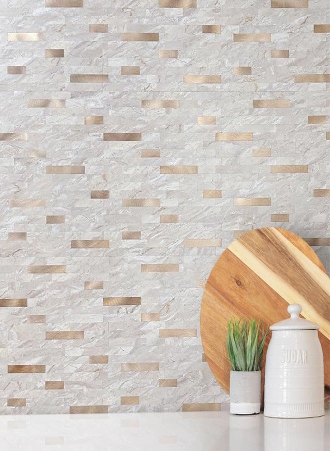 DICOFUN 10 Sheets Marble Look Peel and Stick Backsplash Wall Tile, PVC Kitchen Backsplash Peel and Stick in Light Brown, 9.4 sq.ft - Image 2
