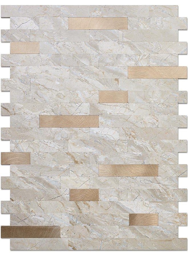 DICOFUN 10 Sheets Marble Look Peel and Stick Backsplash Wall Tile, PVC Kitchen Backsplash Peel and Stick in Light Brown, 9.4 sq.ft - Image 1
