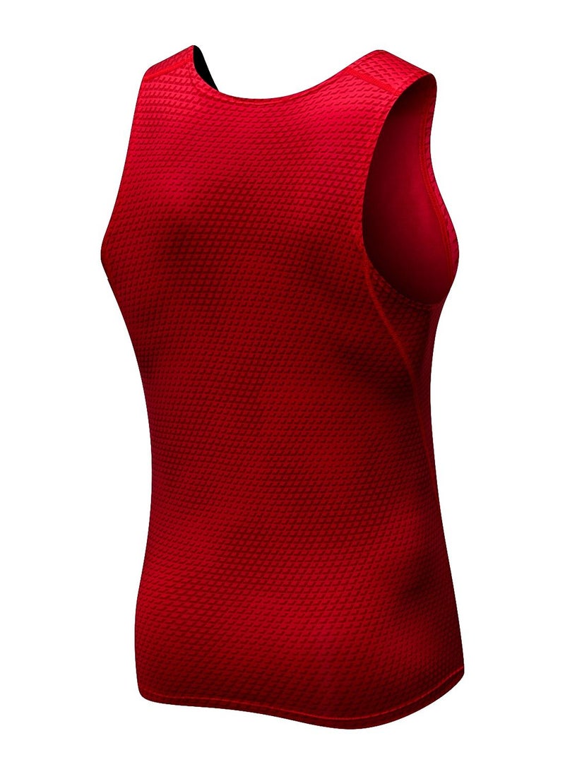 Loquat Men Quick Dry Breathable Elastic Sleeveless Shirt Red  - Image 2
