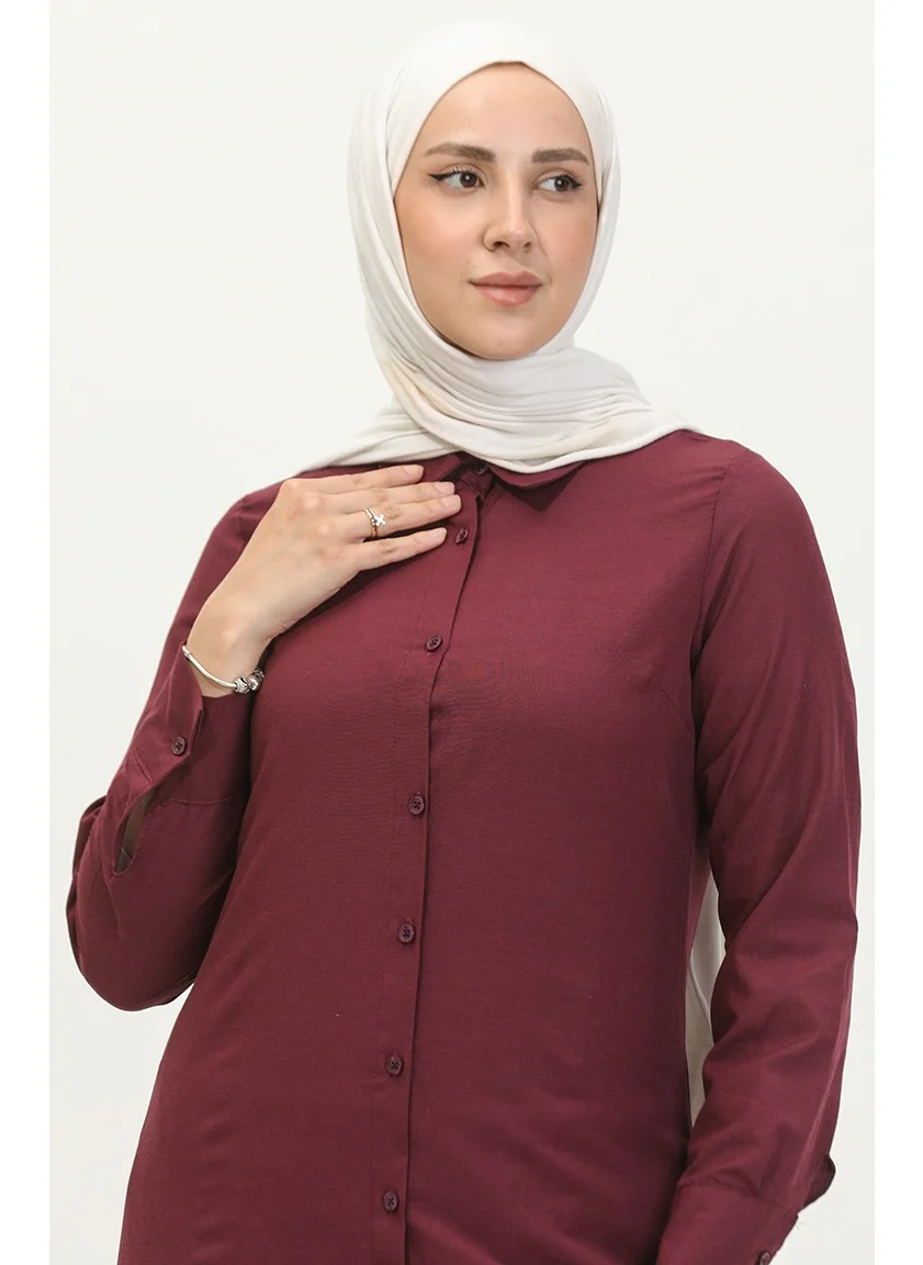 Sefa Merve Buttoned Tunic 6111-07 Plum