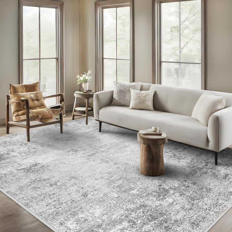 RUUGME Washable Abstract 8X10 Rug: Living Room Area Rugs Non-Slip Backing Neutral Stain Resistant Carpet for Bedroom Farmhouse Large Soft Indoor Mats for Dining Room Office Entry 8X10 Grey - Image 2