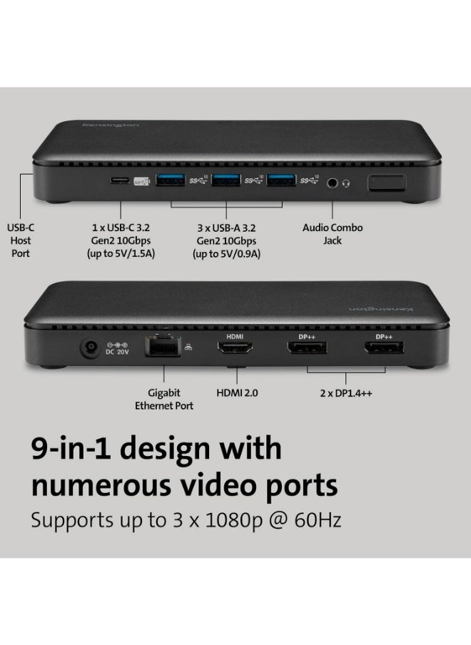 Kensington SD4839P USB-C 10Gbps Triple Video Driverless Docking Station with 85W Power Delivery, Easy Installation, 2 x DisplayPort++ 1.4, USB-A & HDMI 2.0 Ports, 3 Multi Screen Dock | K33480UK  - Image 2
