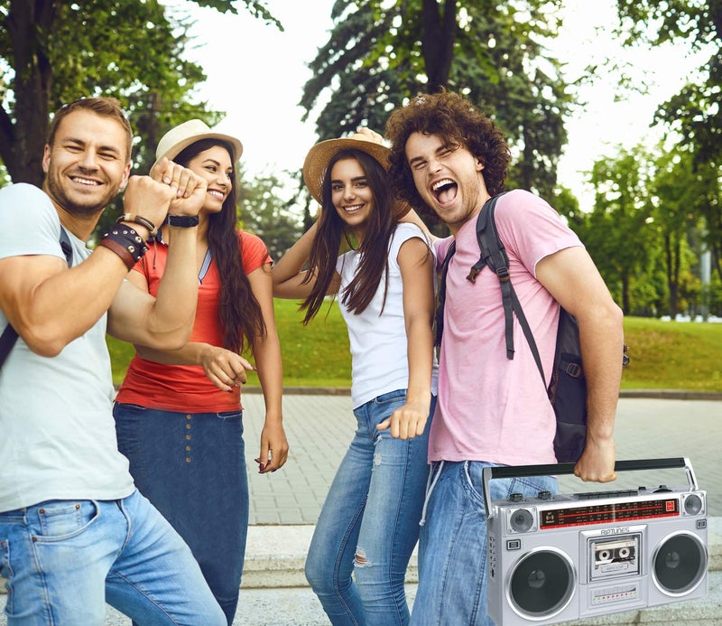 Riptunes Boombox Radio Cassette Player Recorder, AM/FM -SW1/SW2 Radio, Wireless Streaming, USB/Micro SD Slots, Aux in, Headphone Jack, Convert Cassettes to USB/SD, Classic 80s Style Retro, Black - Image 5