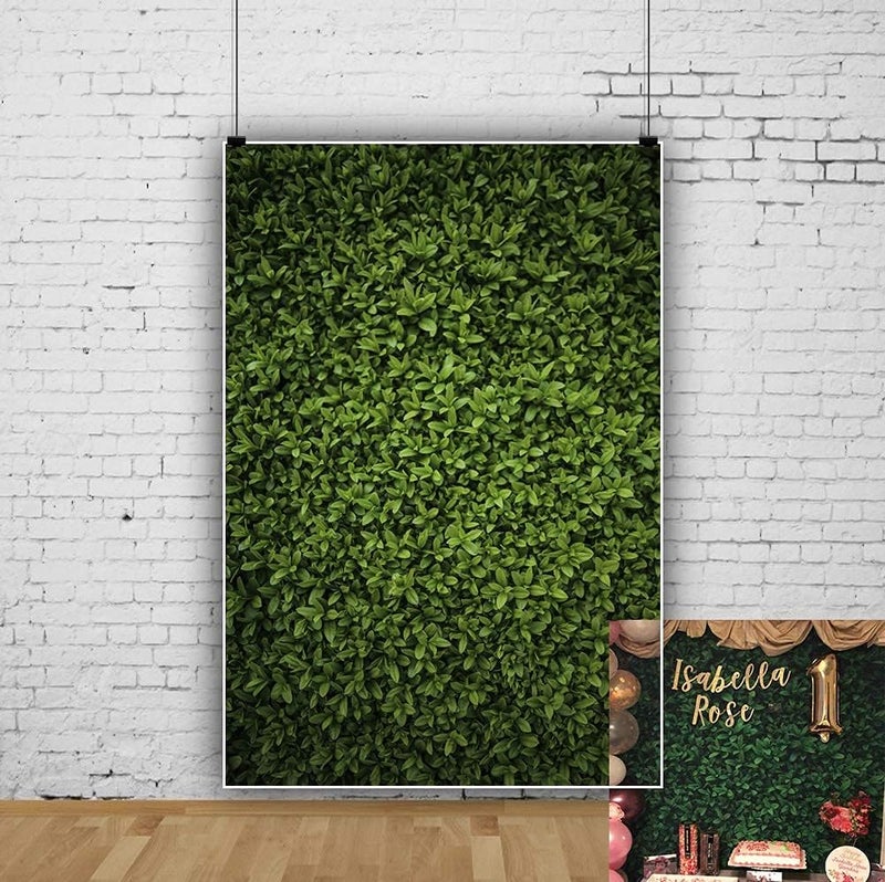 Laeacco 3x5ft Ivy Leaves Backdrop Green Vine Leaves Vinyl Material Ideal for Wedding Portraits Parties  Events - Image 1