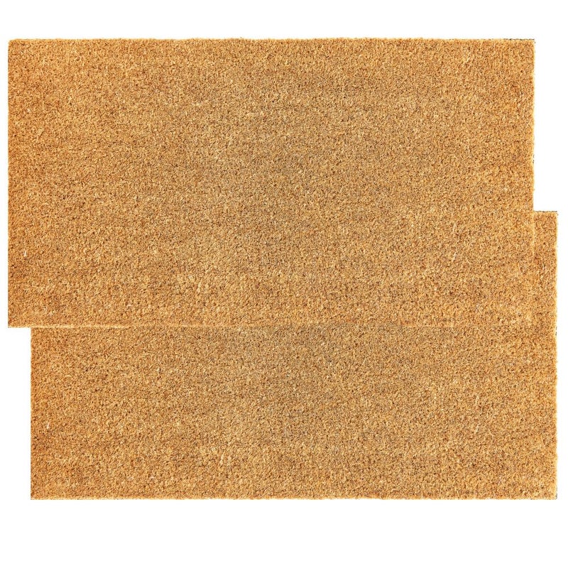 KANKUN Coco Coir Door Mat with Heavy Duty Backing, Welcome Doormat (17" x 30"), Doormat Entrance (Plain - 2Pack) - Image 1