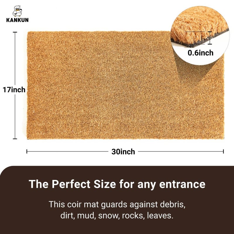 KANKUN Coco Coir Door Mat with Heavy Duty Backing, Welcome Doormat (17" x 30"), Doormat Entrance (Plain - 2Pack) - Image 3