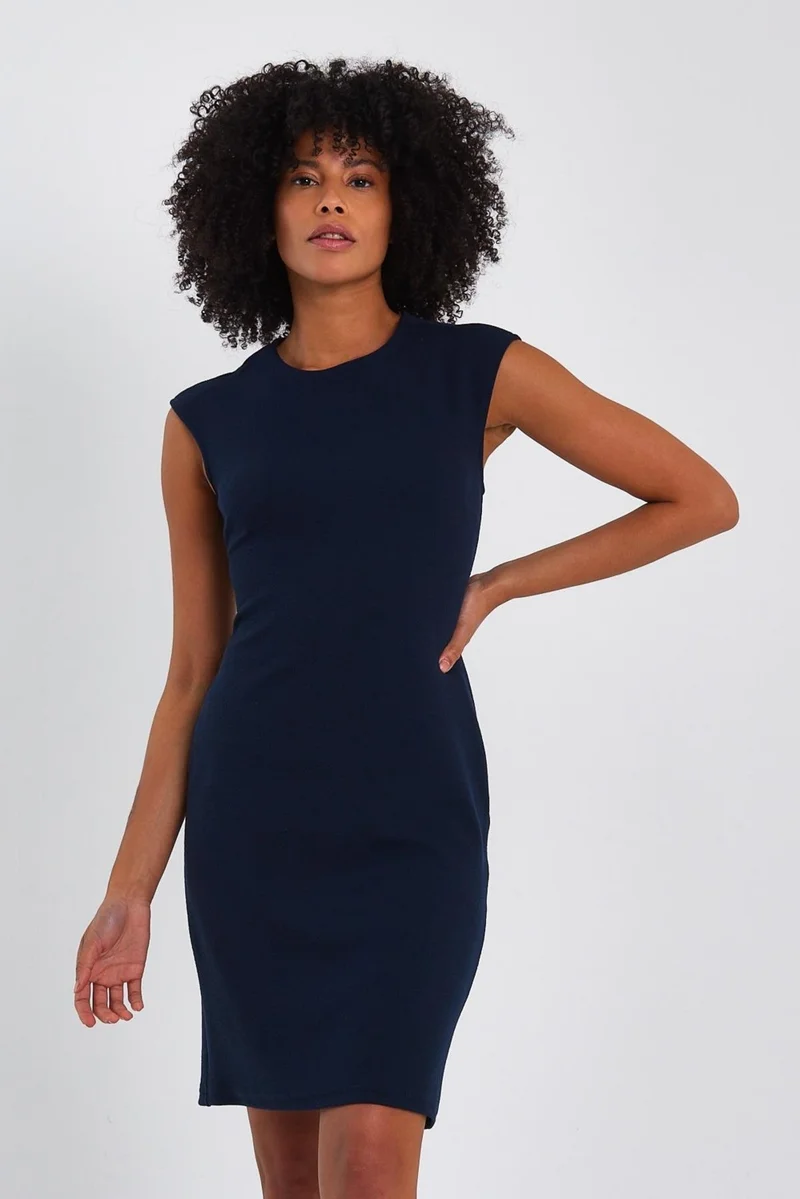 Alexander Gardi Navy Fitted Dress