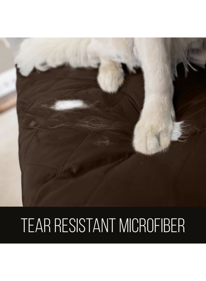 Sofa Shield Patented Couch Slip Cover, Large Cushion Protector, Reversible Stain and Dog Tear Resistant Slipcover, Quilted Microfiber 78” Seat, Washable Covers for Dogs Pets Kids, Chocolate Beige - Image 3