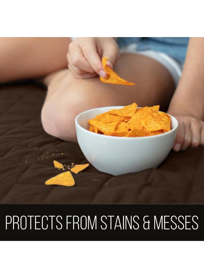 Sofa Shield Patented Couch Slip Cover, Large Cushion Protector, Reversible Stain and Dog Tear Resistant Slipcover, Quilted Microfiber 78” Seat, Washable Covers for Dogs Pets Kids, Chocolate Beige - Image 2