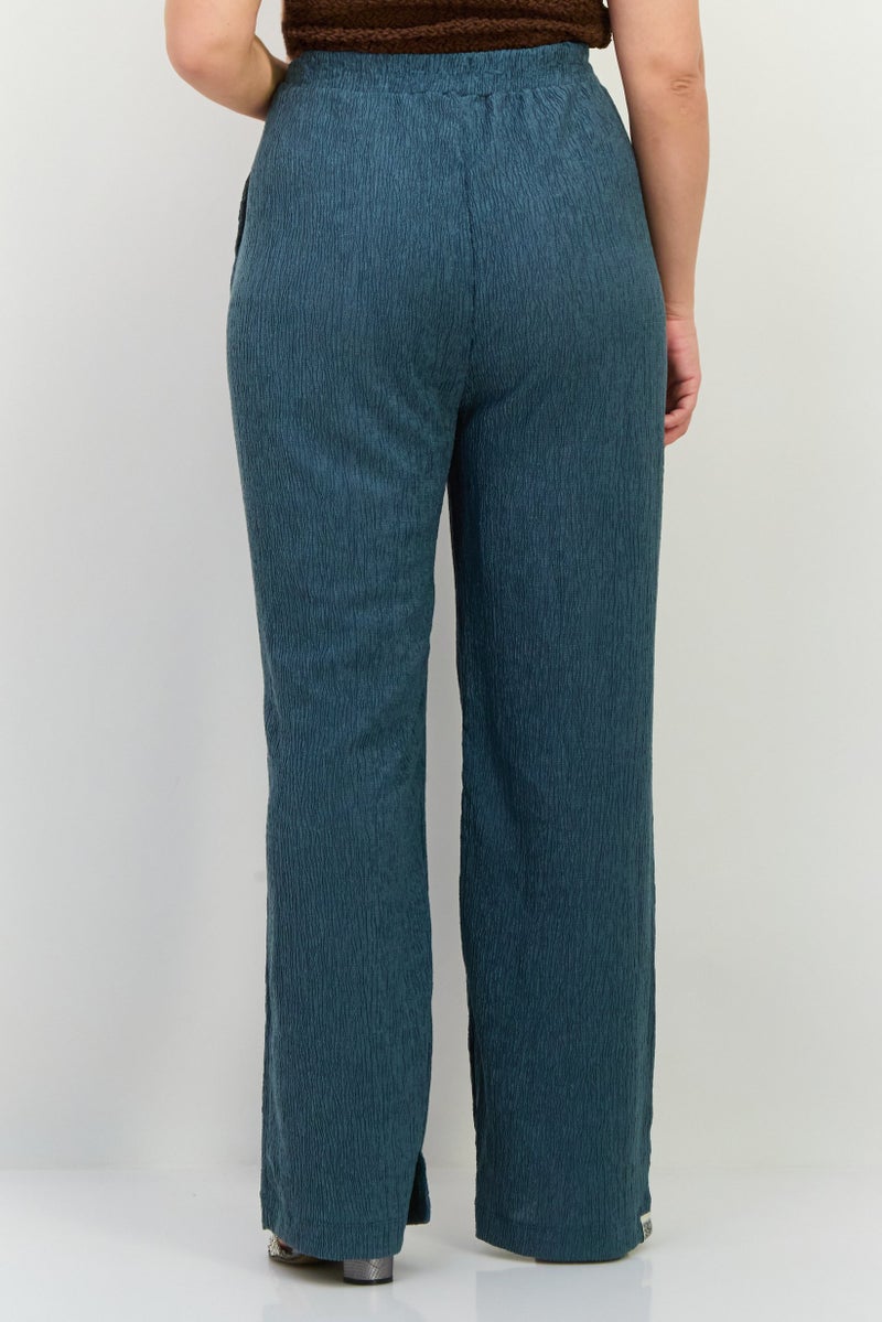 The Giving Movement Women Regular Fit Textured Wide Leg Pants, Stone Blue  - Image 2