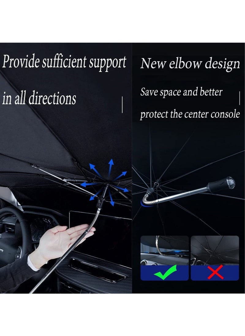 Upgraded Car Sun Shade for Windshield Foldable Sunshades Umbrella for Car Front Windshield, Easy to Store and Use Protect Vehicle from UV Sun and Heat Fits Windshields of Various Sizes (57'' x 31'')