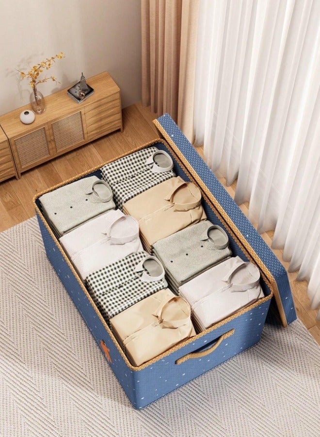 ZCM-HAPPY 2 Piece Different Colour Fabric Clothes Storage Box with Lid, Large Capacity Multipurpose Folding Storage Bin, Moisture Proof and Dust Proof Organizer with Duty Handles for Pants, Quilts, Underwear, Toys and Books (50x40x30 cm) - Image 3