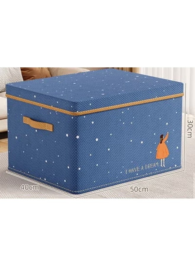 ZCM-HAPPY 2 Piece Different Colour Fabric Clothes Storage Box with Lid, Large Capacity Multipurpose Folding Storage Bin, Moisture Proof and Dust Proof Organizer with Duty Handles for Pants, Quilts, Underwear, Toys and Books (50x40x30 cm) - Image 5