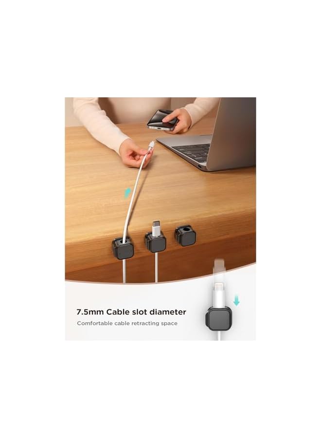 promass 6 Pack Magnetic Cable Clips [Cable Smooth Adjustable] Cord Holder, Under Desk Cable Management, Adhesive Wire Holder Keeper Organizer for Home Office Desk Phone Car Wall Desktop Nightstand - Image 2