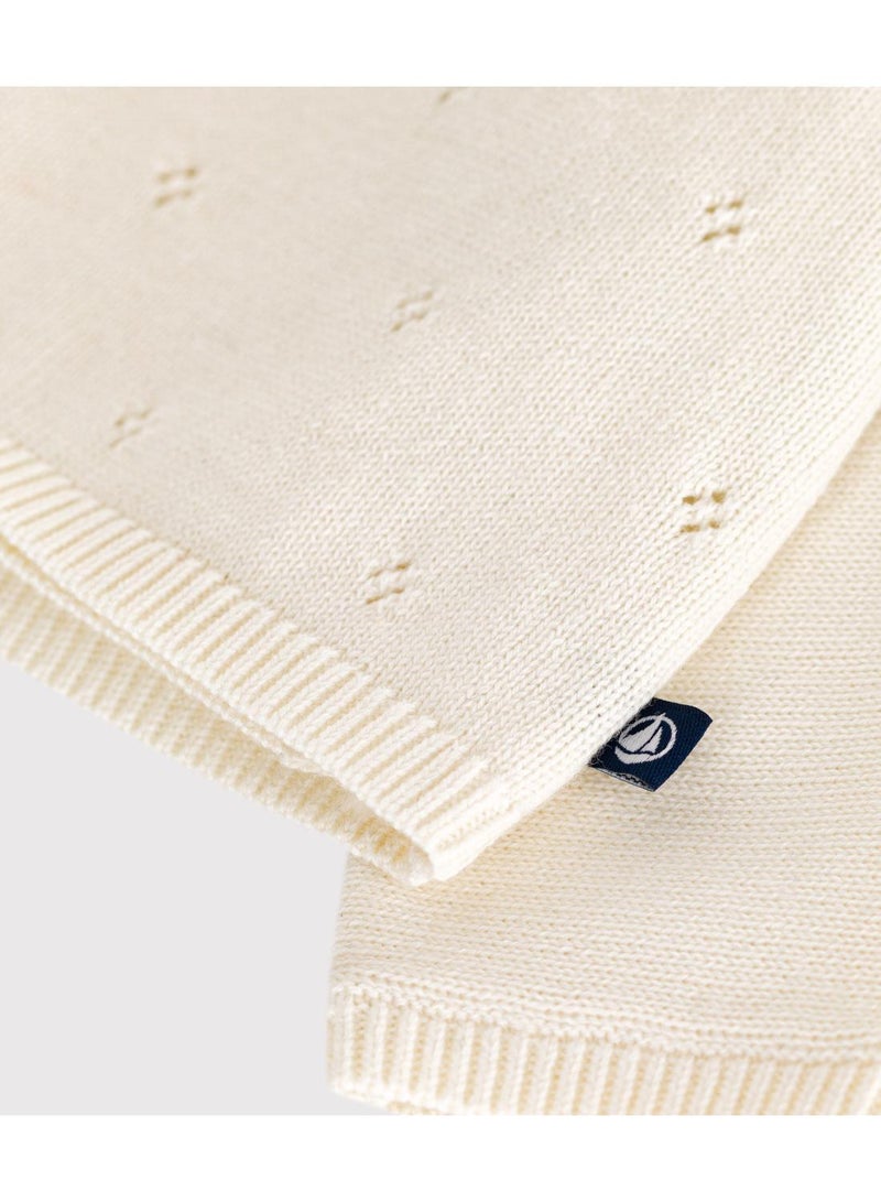Petit Bateau Babies' wool and cotton openwork knit wrapover top - Image 4