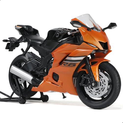 Risopen 112 Motorcycle Model Toy for Yamaha YZFR6 1000R Alloy Diecast Motorcycle Model No Assembly Required Mini Racing Moto Collection Gift for Adult Orange - Image 1