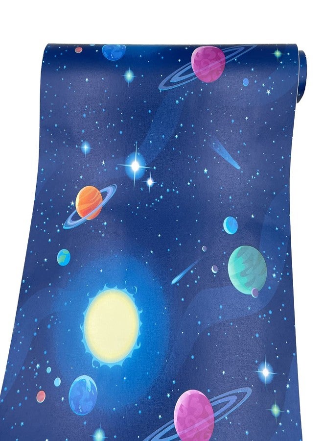 Yifasy Shelf Liner Universe Galaxy Self-Adhesive Drawer Paper Cartoon Wall Decor Kids Room Study Desk 118x17.7 Inch - Image 1