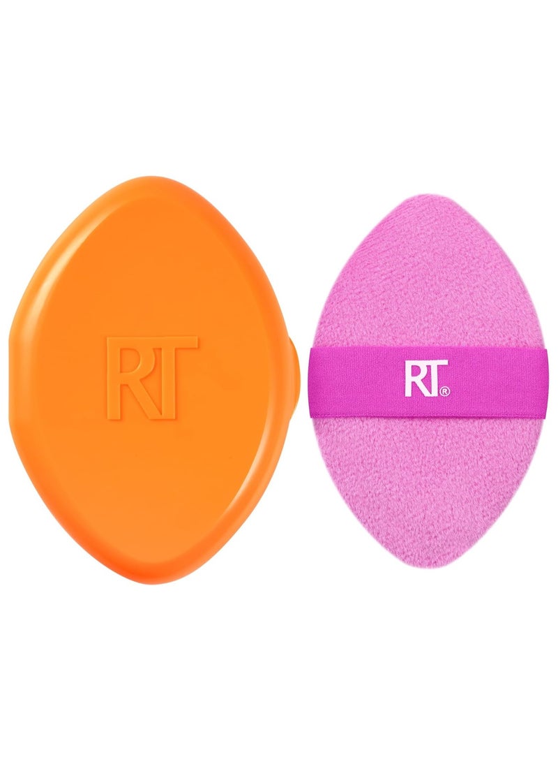 Real Techniques Miracle 2-In-1 Powder Puff with Travel Case, Dual-Sided Makeup Blending Puff, Elastic Band, Precision Makeup Sponge and Powder Puff, For Liquid, Cream and Powders 2 Count - Image 2