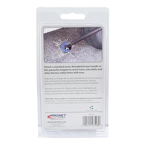 Master Magnetics Magnetic Pick-Up Tool Attachment, 3.20" Diameter, 0.440" Thick Magnet Assembly with Acme-Threaded Attachment for Standard Broom Handle, 65 Pounds Pull, 1 Each - Image 4