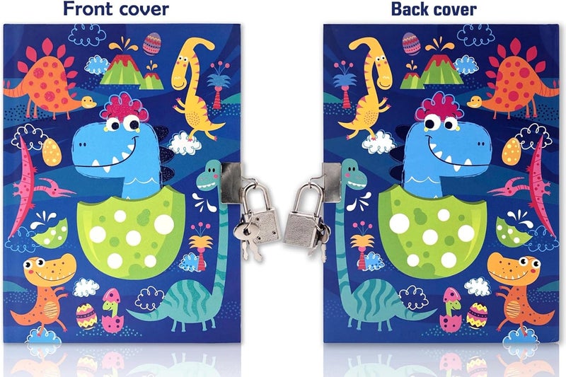 GINMLYDA Boys Diary with Lock for Kids, 7x5.25 Inches 160 Lined Pages Secret Blue Dinosaur Notebook for Kids Journal with Lock for Boys Pre School Writing Drawing Cute Kids Gifts for Birthday - Image 3
