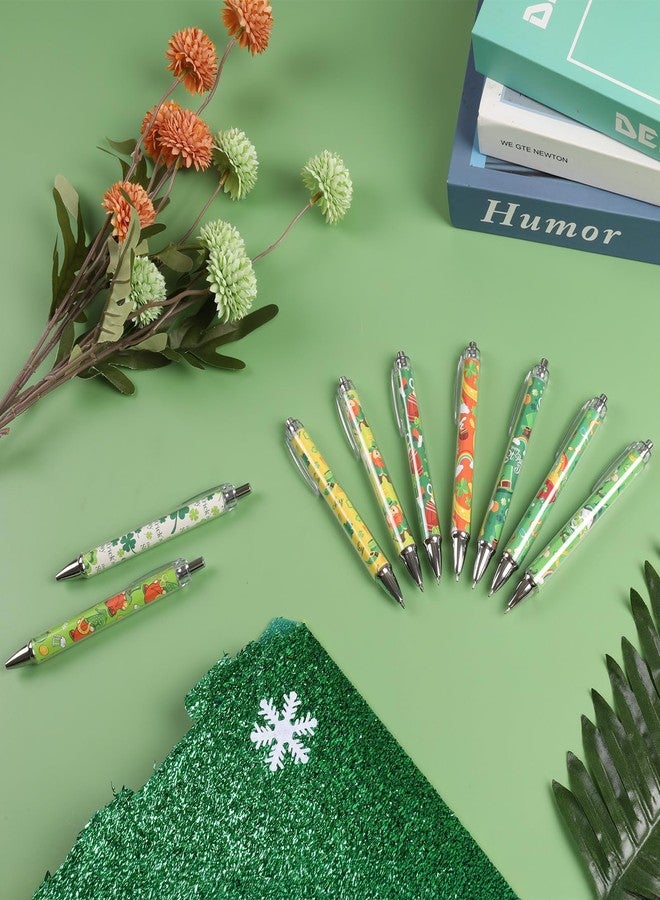 MALOKI 12 Pcs Pretty Fancy Cute Funny Pens for Women St Patricks Day Decorations Accessories Gifts Shamrock Decor Retractable Green Floral Aesthetic Pens for Irish Party Supplies Favors - Image 3