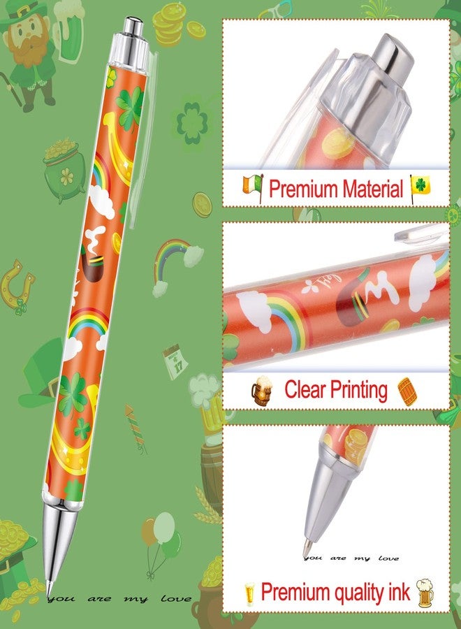 MALOKI 12 Pcs Pretty Fancy Cute Funny Pens for Women St Patricks Day Decorations Accessories Gifts Shamrock Decor Retractable Green Floral Aesthetic Pens for Irish Party Supplies Favors - Image 2