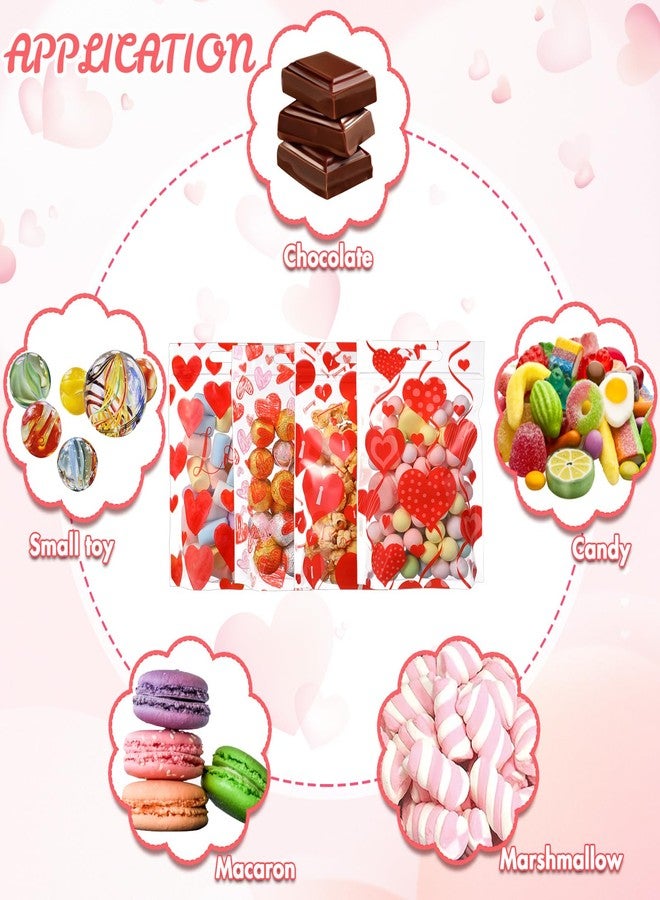 Gilprop 60 Pcs Valentines Day Clear Gift Bags Plastic Red Heart Candy Goodie Bags with Handles for Sweet Day Party Favors Classroom Gift Exchange Birthday Party Supplies - Image 3