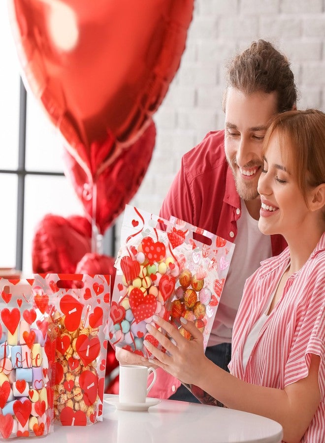 Gilprop 60 Pcs Valentines Day Clear Gift Bags Plastic Red Heart Candy Goodie Bags with Handles for Sweet Day Party Favors Classroom Gift Exchange Birthday Party Supplies - Image 5