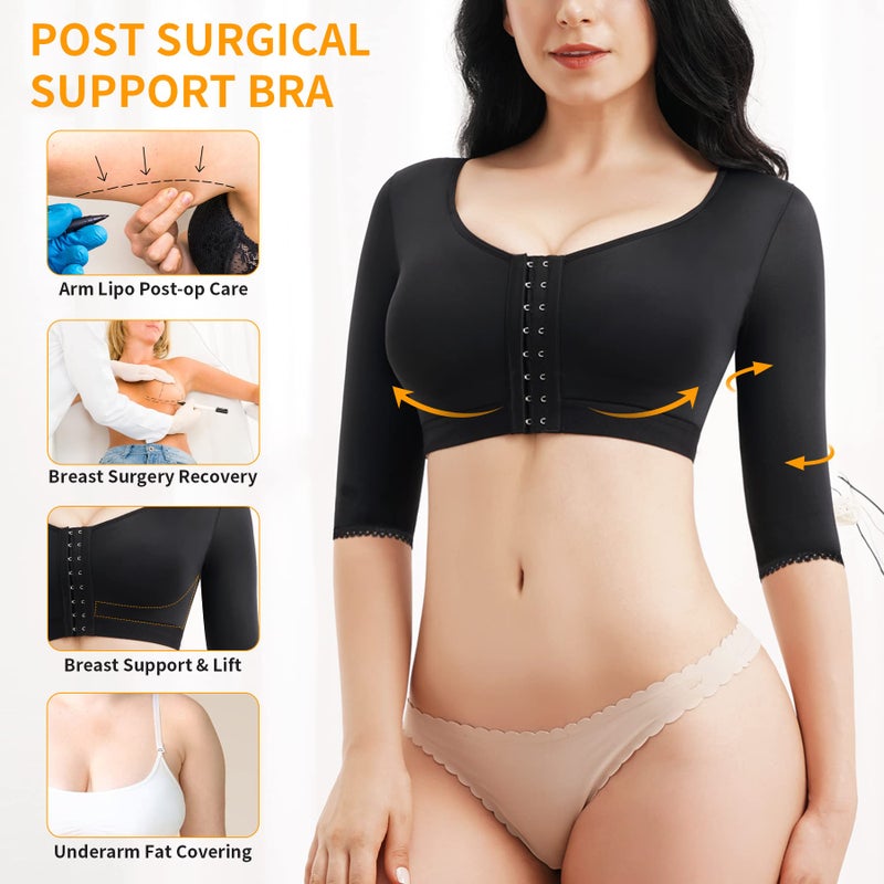 CYDREAM Women Arm Shaper Tops Slimmer Compression Sleeves Post Surgery Posture Corrector Tank Top (L, Black) - Image 3