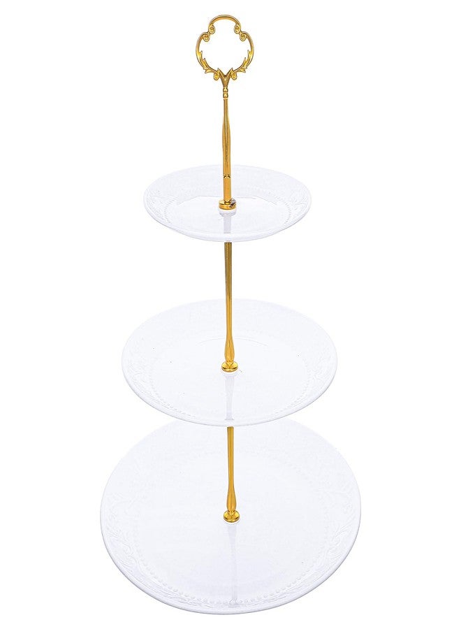 Xyembu 3 Tier Golden Tiered Fruit Dessert Serving Tray With Handle, Cake Stand Hardware, Metal Cake Stand Holder, Tiered Tray Plate Hardware Kit, Dessert Cupcake Stands for Party, Birthday, Wedding (Gold) - Image 5