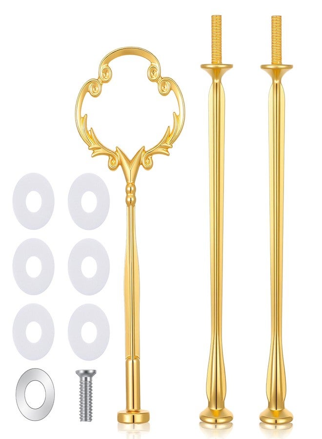 Xyembu 3 Tier Golden Tiered Fruit Dessert Serving Tray With Handle, Cake Stand Hardware, Metal Cake Stand Holder, Tiered Tray Plate Hardware Kit, Dessert Cupcake Stands for Party, Birthday, Wedding (Gold) - Image 1