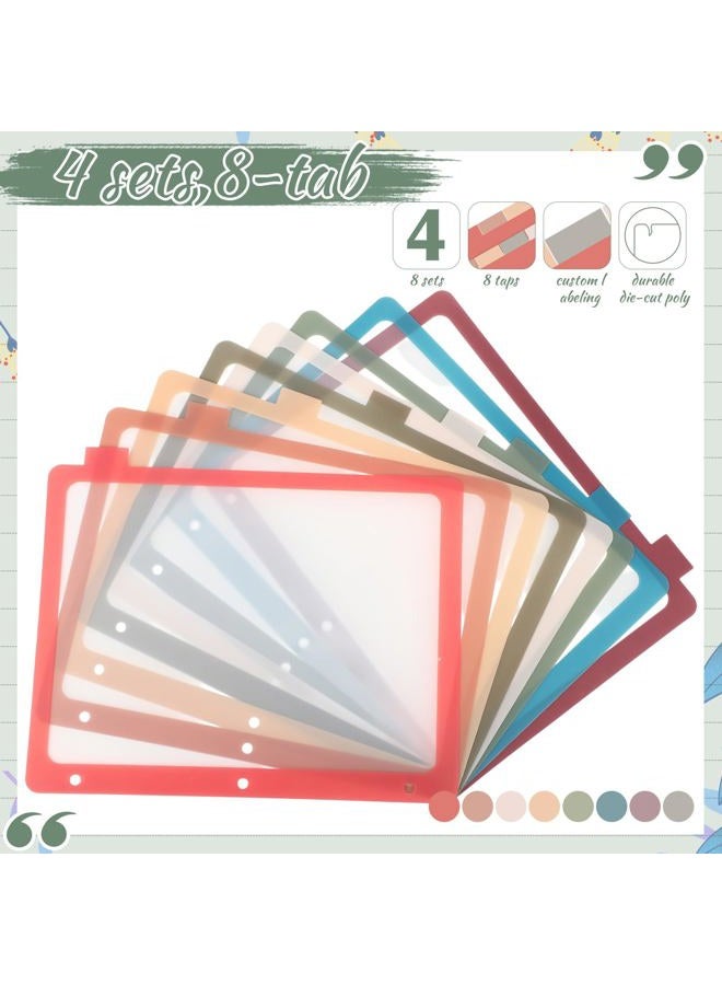 Chivertion 4 Sets 8 Tab Binder Dividers for 3 Ring 8.5 x 11 Inch Plastic Binder Dividers with Tabs Multicolor Letter Size Page 3 Hole Punch Clear File Organizer for School (Vintage Color) - Image 3