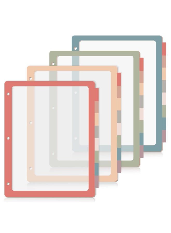 Chivertion 4 Sets 8 Tab Binder Dividers for 3 Ring 8.5 x 11 Inch Plastic Binder Dividers with Tabs Multicolor Letter Size Page 3 Hole Punch Clear File Organizer for School (Vintage Color) - Image 1