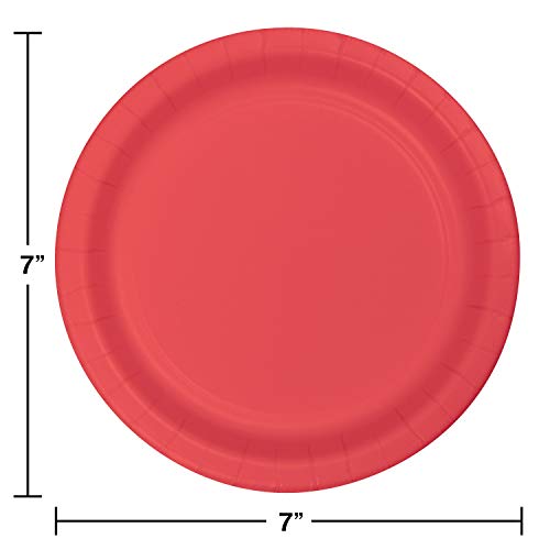 Creative Converting Touch of Color 24 Count 6.75" Lunch Plate, Coral - Image 2