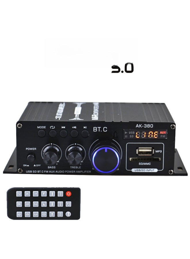 نيوترل مضخم صوت سيارة بلوتوث AK380، مضخم صوت منزلي صغير عالي الطاقة 12 فولت، مضخم طاقة سيارة صغير ومضغوط - Image 1