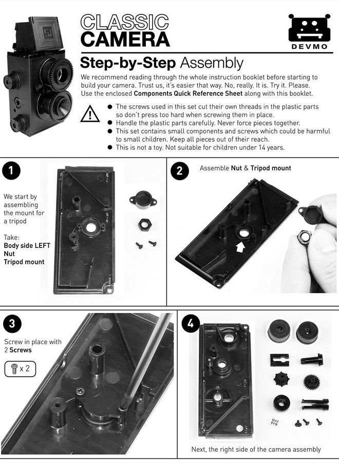 DEVMO 2 PCS DIY Lightnes Compatible with Classic Retro Holga Lomo Recesky TLR Camera 35mm Film Twin Lens Reflex Kit - Image 4