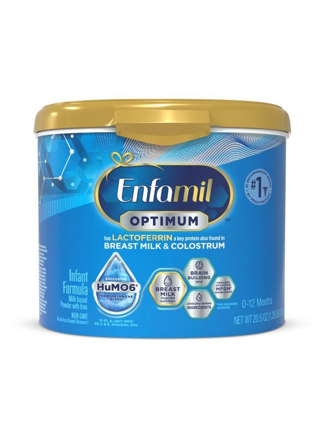 Enfamil Optimum Baby Formula, Our Closest Formula to Breast Milk, Immune-Supporting Lactoferrin also found in Breast Milk, Brain-Building DHA, 20.5 Oz - Image 1