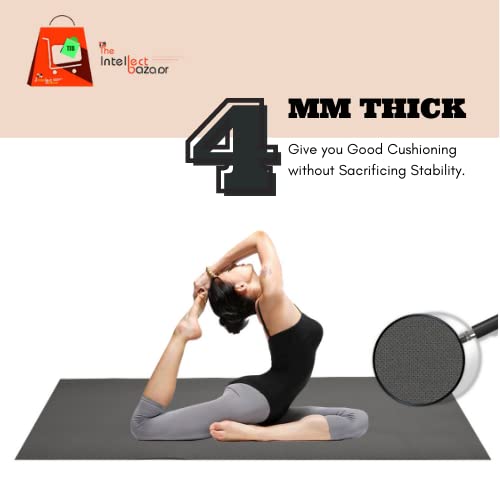 TIB Yoga Mat 4mm Anti-Skid EVA Yoga Mat for Women & Men with Strap | Anti-Slip Exercise Mat - Grey - Image 4