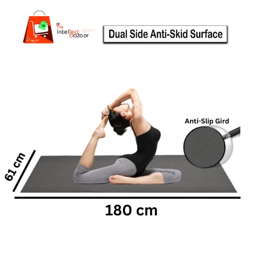 TIB Yoga Mat 4mm Anti-Skid EVA Yoga Mat for Women & Men with Strap | Anti-Slip Exercise Mat - Grey - Image 5