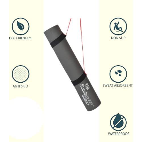 TIB Yoga Mat 4mm Anti-Skid EVA Yoga Mat for Women & Men with Strap | Anti-Slip Exercise Mat - Grey - Image 2