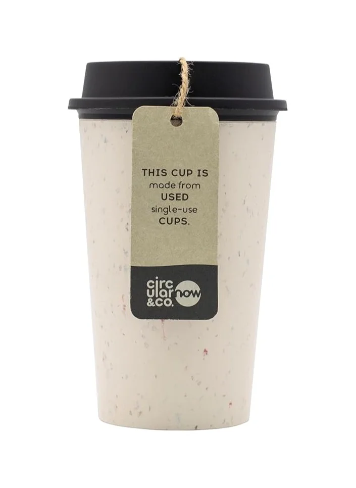 Circular & Co Circular and Co Now Cup Reusable Coffee Cup Made from Recycled Single Use Cups 12oz 340ml Cream & Cosmic Black