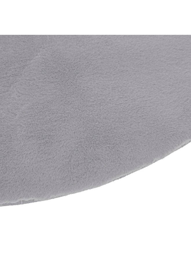 atmosphera Fur Effect Elegant Design Soft Round Area Rug Grey 80 cm 172421B - Image 3