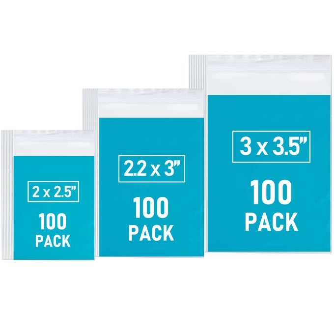 SMALL PLASTIC BAGS 300 PCS ASSORTED SIZES TRANSPARENT RECLOSABLE CLEAR BAGS FOR JEWELRY DAILY PILLS SNACK SMALL TOYS PACKAGING
