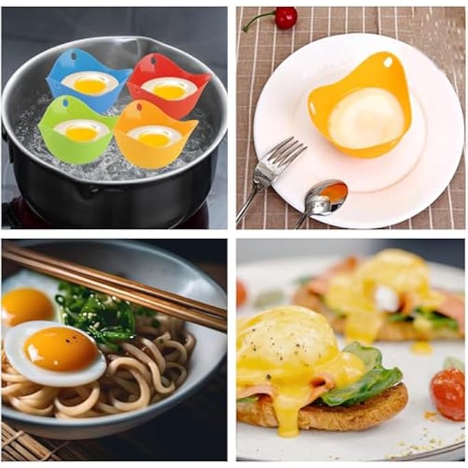 إكسفور 4 عبوات من سيليكون لصائد البيض للقلاية الهوائية، فرن على الموقد، أكواب بيض غير لاصقة قابلة لإعادة الاستخدام خالية من BPA لوجبة إفطار صحية، سهلة التنظيف، مثالية للبيض على البخار، أو للسلخ أو الخبز - Image 3