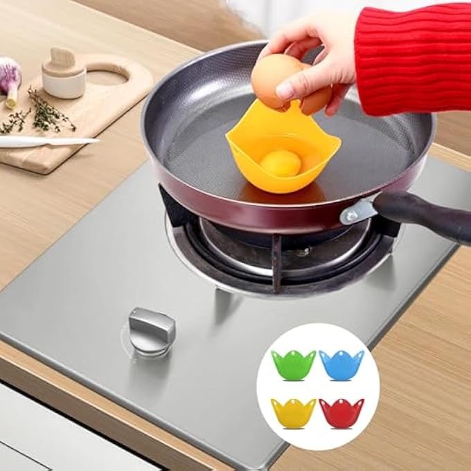 إكسفور 4 عبوات من سيليكون لصائد البيض للقلاية الهوائية، فرن على الموقد، أكواب بيض غير لاصقة قابلة لإعادة الاستخدام خالية من BPA لوجبة إفطار صحية، سهلة التنظيف، مثالية للبيض على البخار، أو للسلخ أو الخبز - Image 2