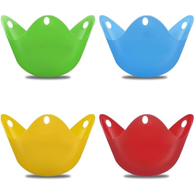 إكسفور 4 عبوات من سيليكون لصائد البيض للقلاية الهوائية، فرن على الموقد، أكواب بيض غير لاصقة قابلة لإعادة الاستخدام خالية من BPA لوجبة إفطار صحية، سهلة التنظيف، مثالية للبيض على البخار، أو للسلخ أو الخبز - Image 1