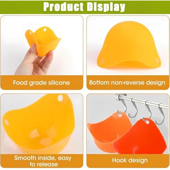 إكسفور 4 عبوات من سيليكون لصائد البيض للقلاية الهوائية، فرن على الموقد، أكواب بيض غير لاصقة قابلة لإعادة الاستخدام خالية من BPA لوجبة إفطار صحية، سهلة التنظيف، مثالية للبيض على البخار، أو للسلخ أو الخبز - Image 5