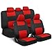 BDK PolyPro Car Seat Covers Full Set in Red on Black Front and Rear Split Bench Seat Covers Easy to Install Accessories for Auto Trucks Van SUV - Image 2