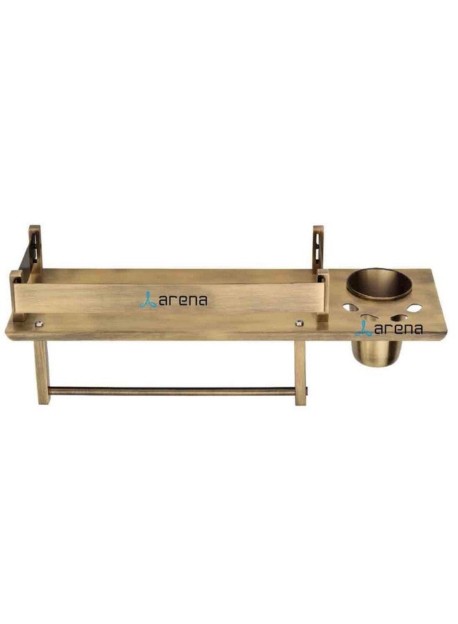 Arena Antique Brass Finish 3 in-1 Bathroom Shelf, Wall Mounted Bathroom Stand, Tumbler, Toothbrush & Napkin Holder Stand, Bathroom Accessories Holder, Bathroom Organiser Stainless Steel - Image 2
